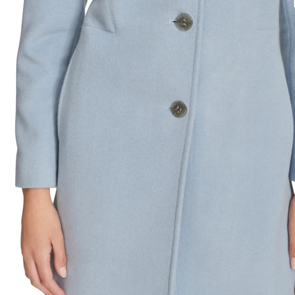 Women's Calvin Klein Light Blue Wool Blend Coat Size 4 - Picture 3 of 14